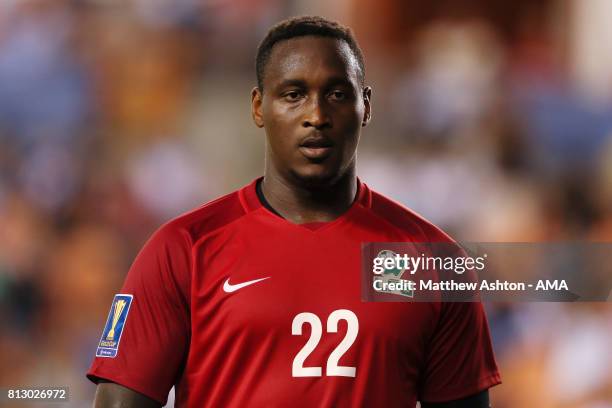 Goalkeeper Donovan Leon of French Guiana during the 2017 CONCACAF Gold Cup Group A match between Honduras and French Guiana at BBVA Compass Stadium...