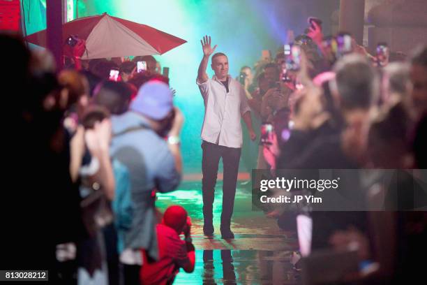 Designer Raf Simons walks the runway during the Raf Simons - Runway - NYFW: Men's July 2017 on July 11, 2017 in New York City.