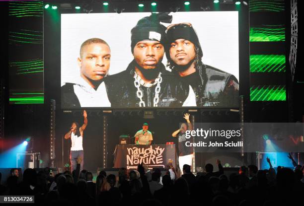 Kay Gee, Vin Rock and Treach of Naughty by Nature perform onstage at BODY at ESPYS at Avalon on July 11, 2017 in Hollywood, California.