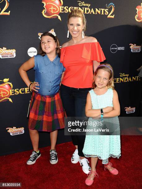 Actress Jodie Sweetin and daughters Zoie Laurel May Herpin and Beatrix Carlin Sweetin Coyle attend the premiere of "Descendants 2" at The Cinerama...