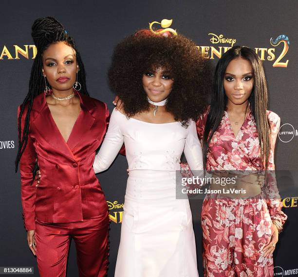 Actresses Sierra McClain, China Anne McClain and Lauryn McClain attend the premiere of "Descendants 2" at The Cinerama Dome on July 11, 2017 in Los...