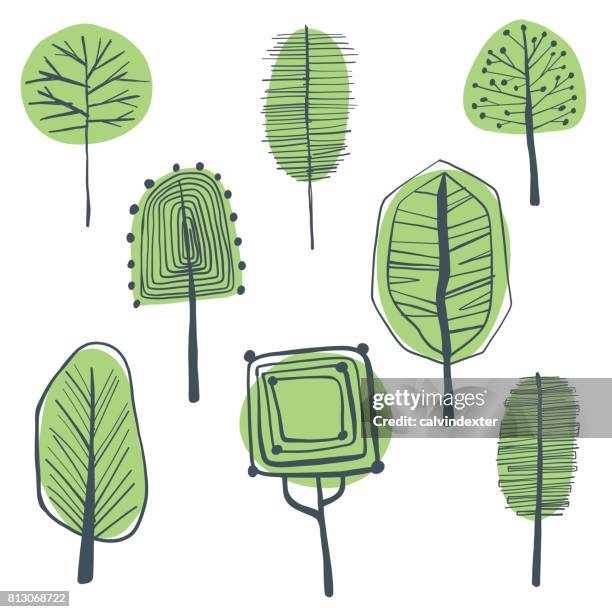 hand drawn bäumen - ast baum hand frühling stock-grafiken, -clipart, -cartoons und -symbole