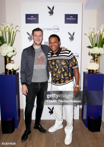 Cooper Hefner and Anthony Anderson attend the Talent Resources Sports Party hosted by Martell Cognac at Playboy Headquarters on July 11, 2017 in Los...