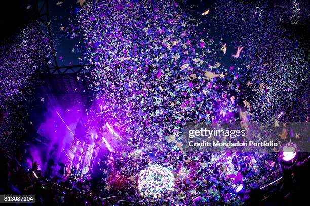 Coldplay in concert at San Siro Stadium during the Head Full of Dreams Tour. Milan, Italy. 3rd July 2017