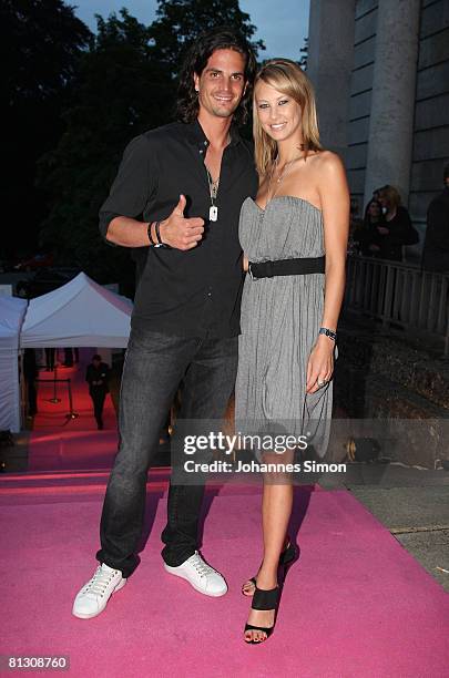 Singer Tommy Reeve and his girlfriend Sandy Meyer-Woelden attends the Joy Trend award 2008 at Haus der Kunst on May 30, 2008 in Munich, Germany.