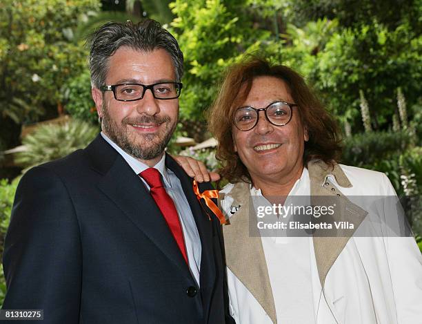 Damiano Rizzi, President of Soleterre, and Leopoldo Mastelloni attend the auction Art For Peace in support of Soleterre Strategie di Pace charity...