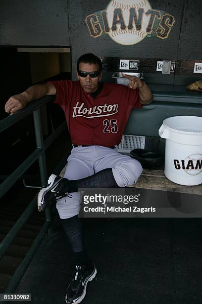Jose Cruz of the Houston Astros in the dugout prior to the game against the San Francisco Giants at AT&T Park in San Francisco, California on May 15,...