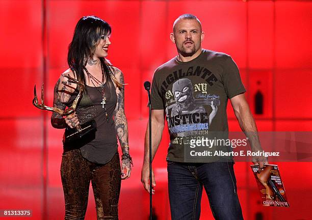 S Kat Von D and UFC fighter Chuck Liddell present the "Ballsiest Band" award onstage during the taping of Spike TV's 2nd Annual "Guys Choice" Awards...