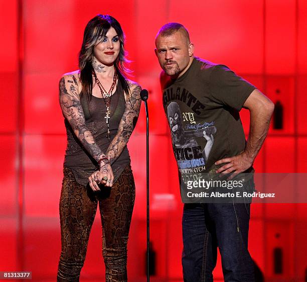 S Kat Von D and UFC fighter Chuck Liddell present the "Ballsiest Band" award onstage during the taping of Spike TV's 2nd Annual "Guys Choice" Awards...