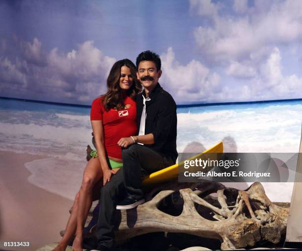 Host John Cho onstage with a set model during the taping of Spike TV's 2nd Annual "Guys Choice" Awards held at Sony Studios on May 30, 2008 in Culver...