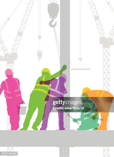 construction workers - construction beam stock illustrations