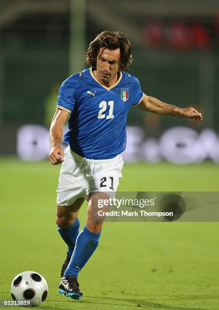 Andrea Pirlo of Italy in action during the international friendly between Italy and Belgium at the Artemio Franchi Stadium on May 30, 2008 in...