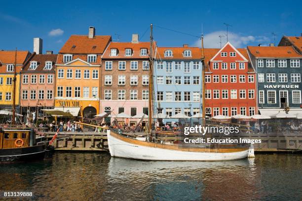 Copenhagen, Denmark. Typical architecture and boats at Nyhavn canal. .