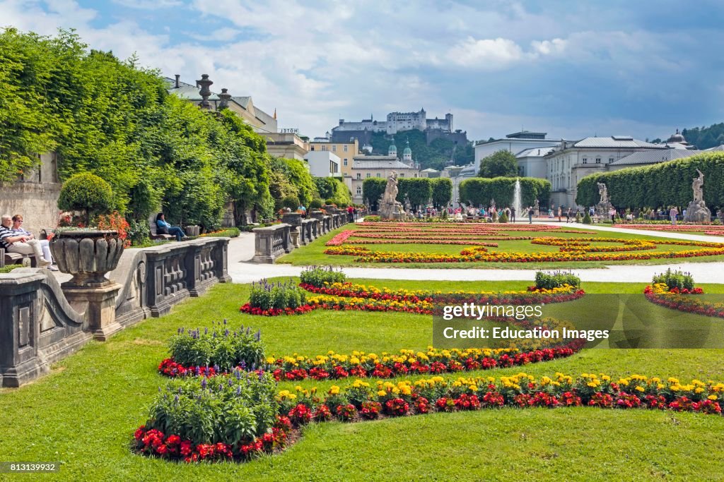 Salzburg, Austria. Mirabell gardens & Hohensalzburg.