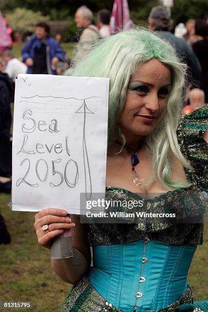 Protester demonstrates against the proposed plans to build a 3rd run way at Heathrow on May 31, 2008 in London, England. The demonstration against...