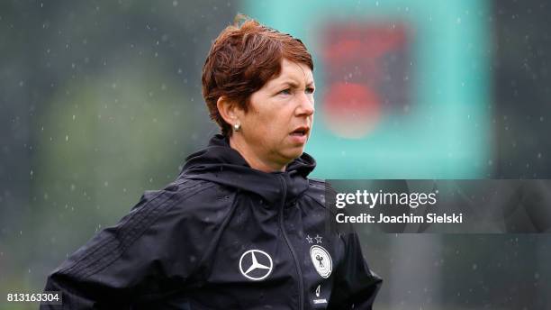 Coach Maren Meinert of Germany during the international friendly match between U19 Women's Germany and U19 Women's USA at OBI Arena on July 2, 2017...