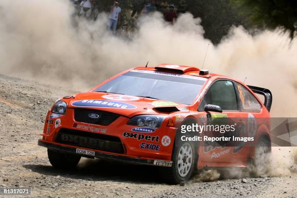 Henning Solberg and Cato Menkerud of Norway drive their Ford Focus RS WRC 07, A/8 during Stage 2 of the BP Ultimate Acropolis Rally of Greece on May...