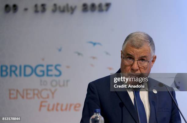 Algeria's Energy Minister Mustapha Guitouni delivers a speech during the 22nd World Petroleum Congress in Istanbul, Turkey on July 11, 2017.