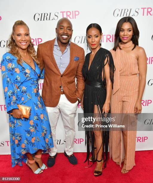 Heather Packer Packer, Will Packer, Jada Pinkett Smith and Regina Hall attend "Girls Trip" Atlanta Screening at SCADshow on July 11, 2017 in Atlanta,...