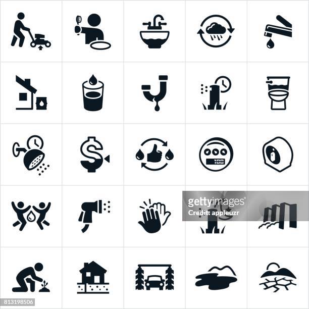 water conservation icons - drinking water icon stock illustrations