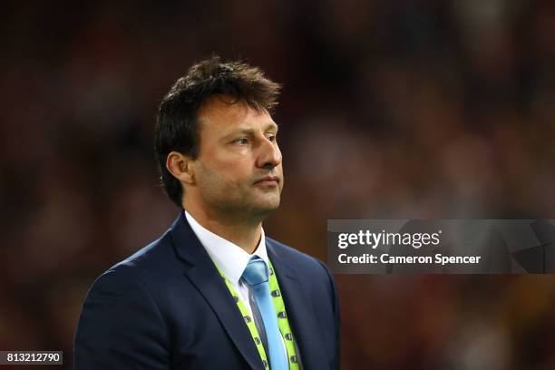 Blues coach Laurie Daley looks dejected after game three of the State Of Origin series between the Queensland Maroons and the New South Wales Blues...