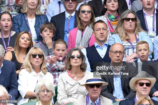 Footballer John Terry, his wife Toni Poole and their children attend day nine of the Wimbledon Tennis Championships at the All England Lawn Tennis...