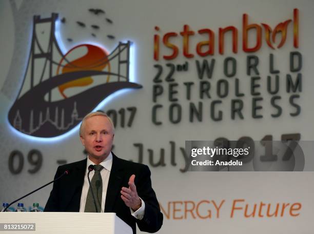 Group Chief Executive Bob Dudley delivers a speech during the 22nd World Petroleum Congress in Istanbul, Turkey on July 12, 2017.