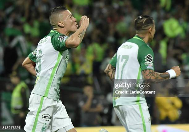Mateus Andres Uribe of Atletico Nacional celebrates after scoring the second goal of his team during the Final second leg match between Atletico...
