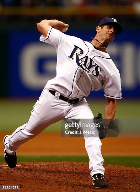 Relief pitcher Grant Balfour of the Tampa Bay Rays pitches against the Chicago White Sox during the game on June 1, 2008 at Tropicana Field in St....