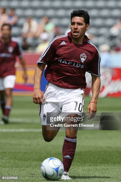 Christian Gomez of the Colorado Rapids controls the ball against FC Dallas on June 1, 2008 at Dicks Sporting Goods Park in Commerce City, Colorado.