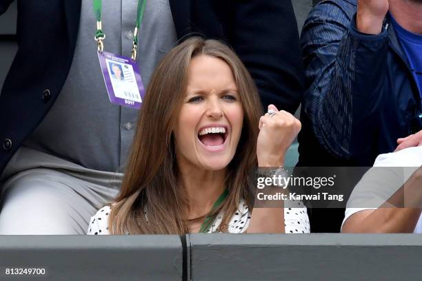 Kim Murray attends day nine of the Wimbledon Tennis Championships at the All England Lawn Tennis and Croquet Club on July 12, 2017 in London, United...