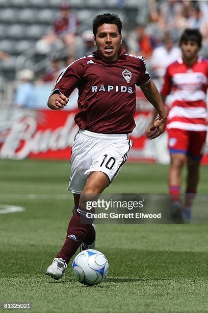 Christian Gomez of the Colorado Rapids controls the ball against FC Dallas on June 1, 2008 at Dicks Sporting Goods Park in Commerce City, Colorado.