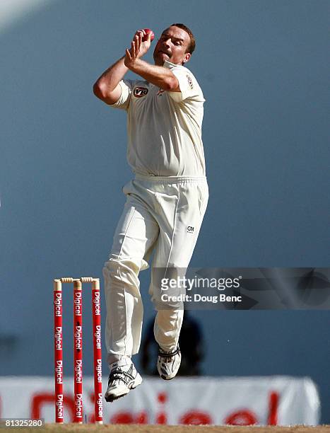 Stuart Clark of Australia bowls during day three of the Second Test match between West Indies and Australia at Sir Vivian Richards Stadium on June 1,...