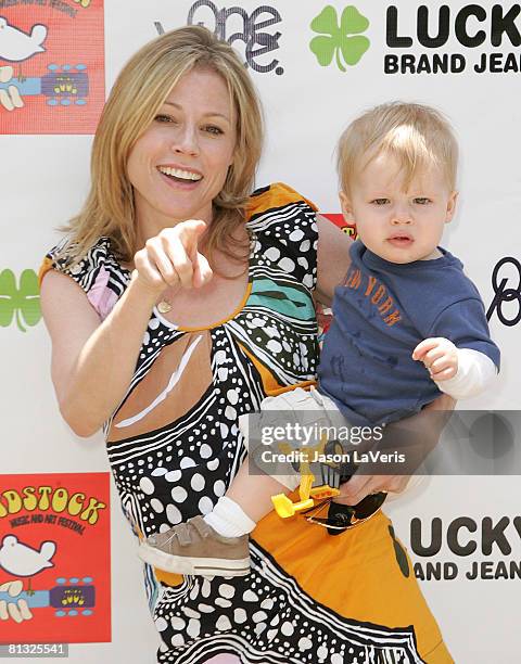 Actress Julie Bowen and her son, Oliver McLanahan Phillips attend the Second Annual Kidstock Music and Art Festival on June 1, 2008 in Beverly Hills,...