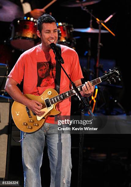 Actor Adam Sandler performs during the 17th annual MTV Movie Awards held at the Gibson Amphitheatre on June 1, 2008 in Universal City, California.