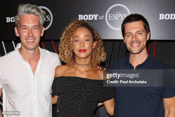 Actors Sam Palladio, Chaley Rose and Nick Jandl attend the ESPN Magazine Body Issue pre-ESPYS party at Avalon Hollywood on July 11, 2017 in Los...