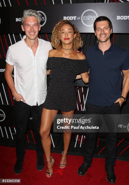 Actors Sam Palladio, Chaley Rose and Nick Jandl attend the ESPN Magazine Body Issue pre-ESPYS party at Avalon Hollywood on July 11, 2017 in Los...