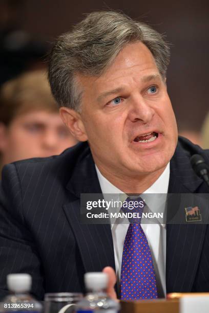 Christopher Wray testifies before the Senate Judiciary Committee on his nomination to be the director of the Federal Bureau of Investigation in the...