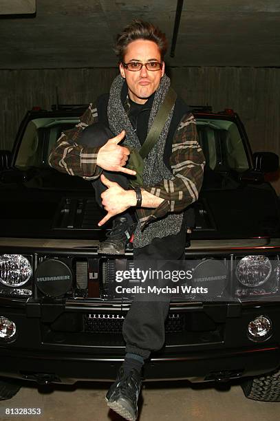 Robert Downey Jr. Has some fun with the GM Hummer H2 at the Village at The Lift.