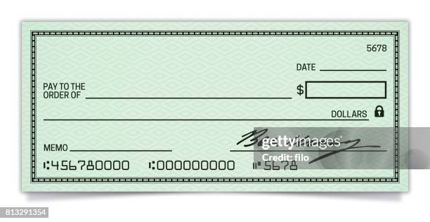 ilustraciones, imágenes clip art, dibujos animados e iconos de stock de cheque en blanco - cheque en blanco