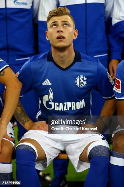 Max Meyer mof FC Schalke 04 poses during the team presentation at Veltins Arena on July 12, 2017 in Gelsenkirchen, Germany.