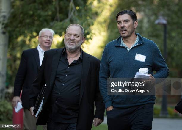 Harvey Weinstein, co-chairman and co-founder of Weinstein Co., and Tim Armstrong, chief executive officer of AOL Inc., attend the second day of the...