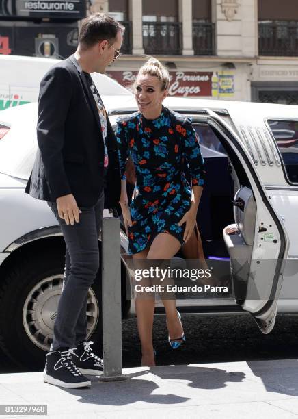 Risto Mejide and singer Edurne Garcia arrive at 'Got Talent' show at Coliseum theatre on July 12, 2017 in Madrid, Spain.