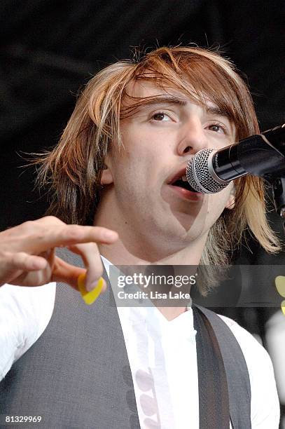 Alex Gaskarth of All Time Low performs at the mtvU's Campus Invasion Music Tour 08' at Penn's Landing on May 3, 2008 in Philadelphia, Pennsylvania.