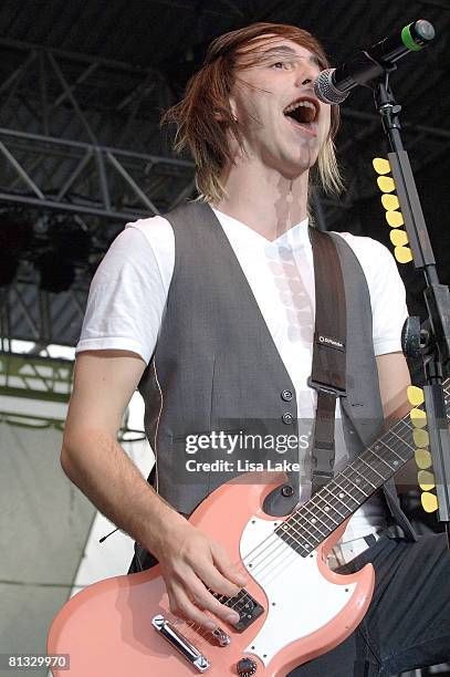 Alex Gaskarth of All Time Low performs at the mtvU's Campus Invasion Music Tour 08' at Penn's Landing on May 3, 2008 in Philadelphia, Pennsylvania.