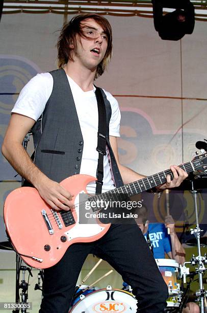 Alex Gaskarth of All Time Low performs at the mtvU's Campus Invasion Music Tour 08' at Penn's Landing on May 3, 2008 in Philadelphia, Pennsylvania.