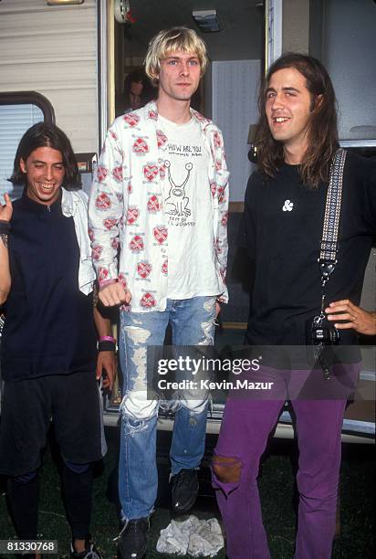 Dave Grohl, Kurt Cobain and Krist Novoselic of Nirvana