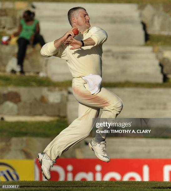 Australia bowler Stuart MacGill during the 2nd inning against the West Indies during the 2008 Digicel Home Series at the Sir Vivian Richards Cricket...