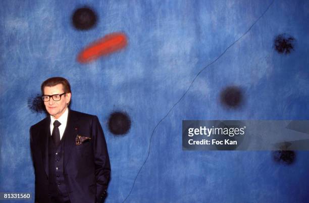 Yves Saint Laurent attends the Miro Exhibition at the Pompidou Center Museum on January 15, 2000 in Paris France.