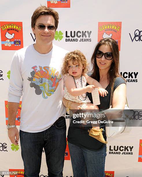 Actor Jason Bateman, wife Amanda and daughter Francesca arrive at the 2nd Annual Kidstock Music And Art Festival on June 1, 2008 at Greystone Mansion...